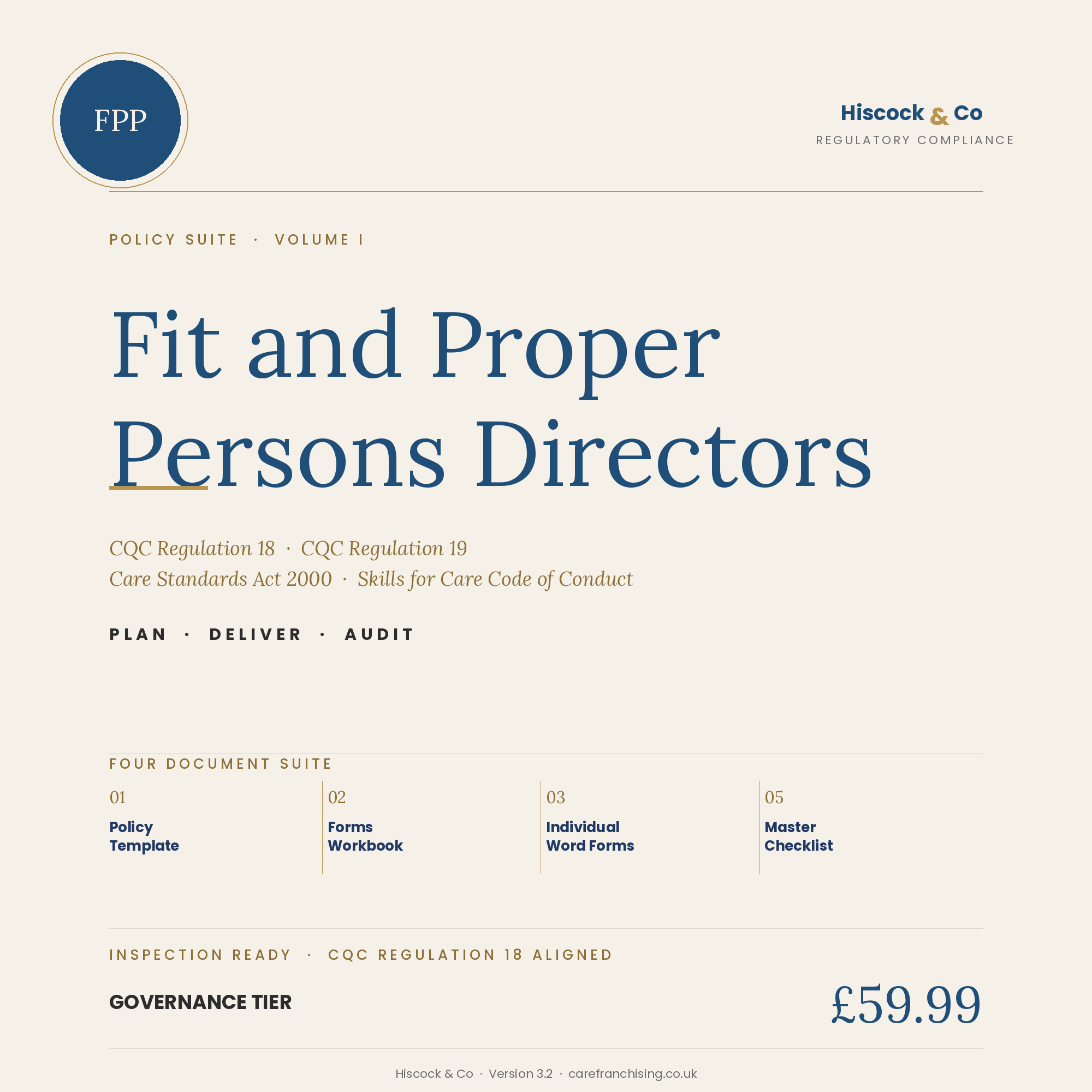 Fit and Proper Persons Directors Policy Suite cover
