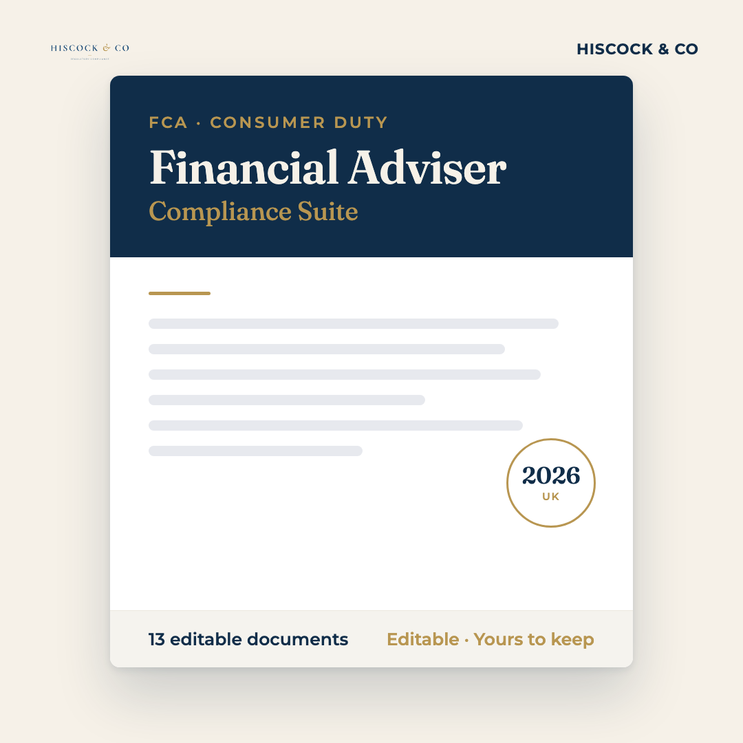 Financial Adviser (IFA) FCA Compliance Suite — 13 editable documents, yours to keep